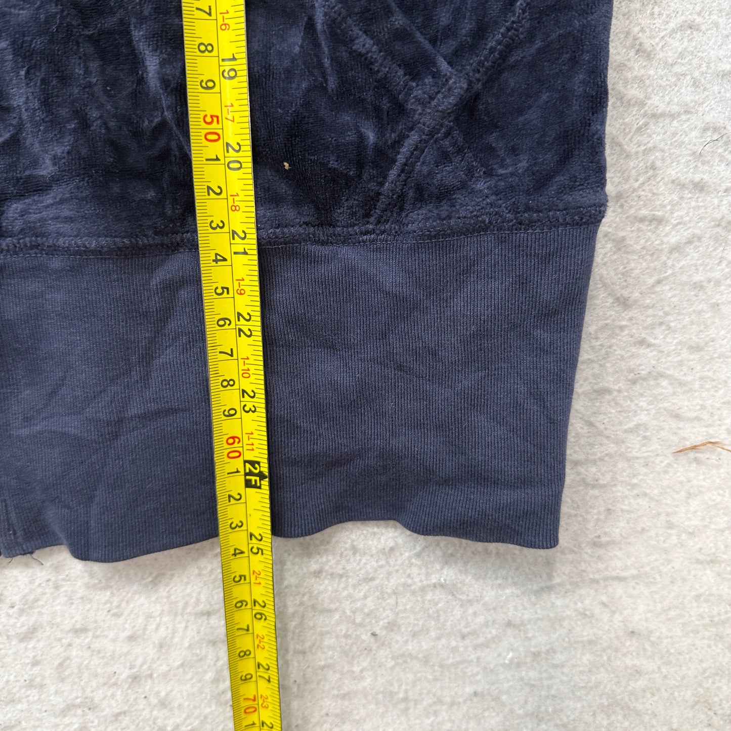 2003 Vintage Juicy Couture Women's Navy Blue Velour Zip-Up Hoodie Pockets Size L