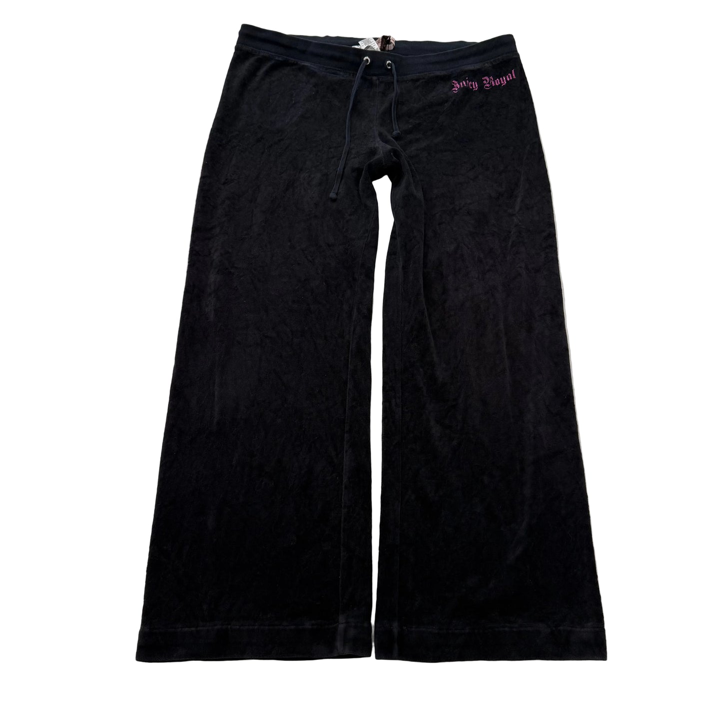 Juicy Couture Women's Black Flared Wide Leg Track Pant Embroidered Logo Size XL