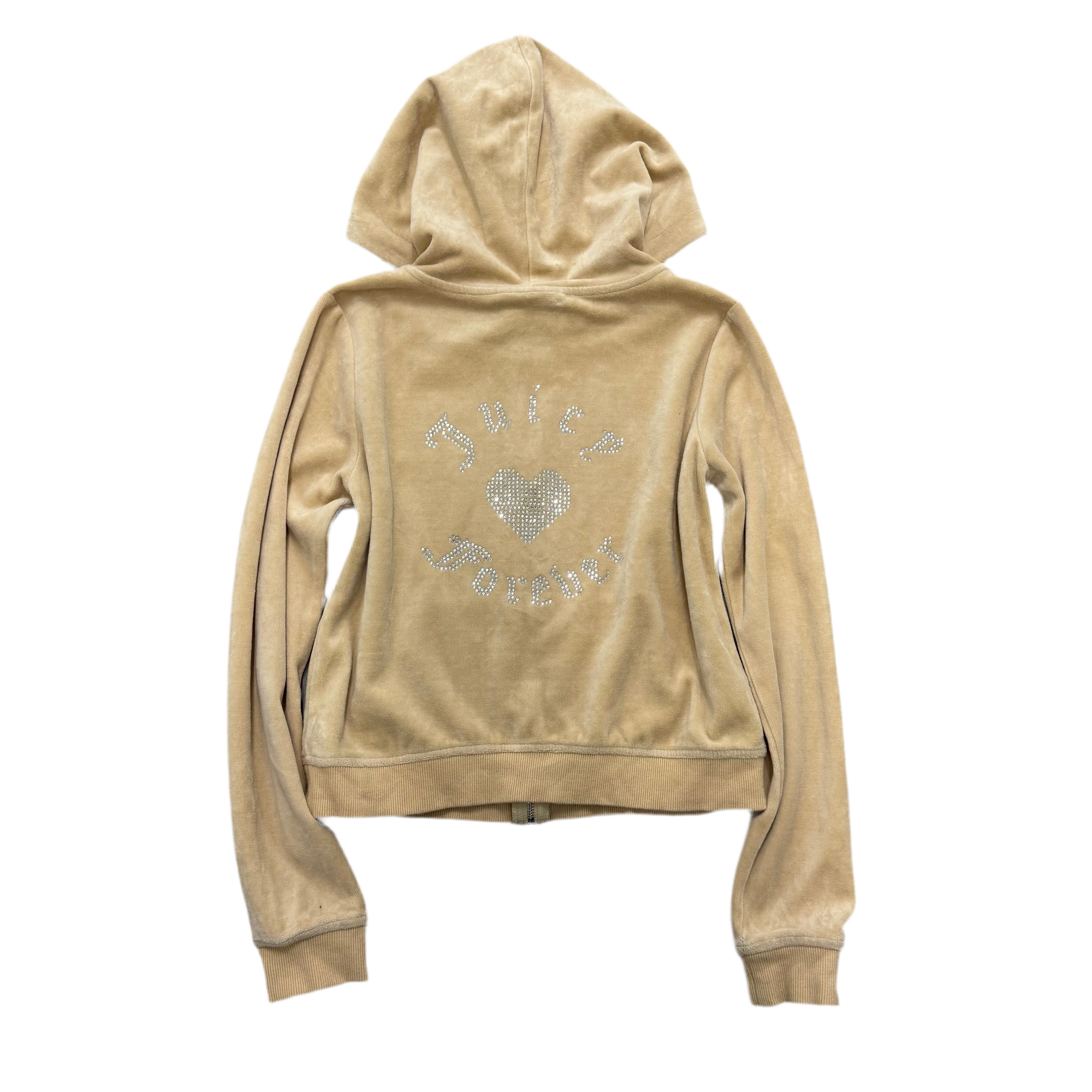 Sand Velour Juicy Couture X Forever 21 Hoodie w/ Rare Rhinestone Design SIZE M