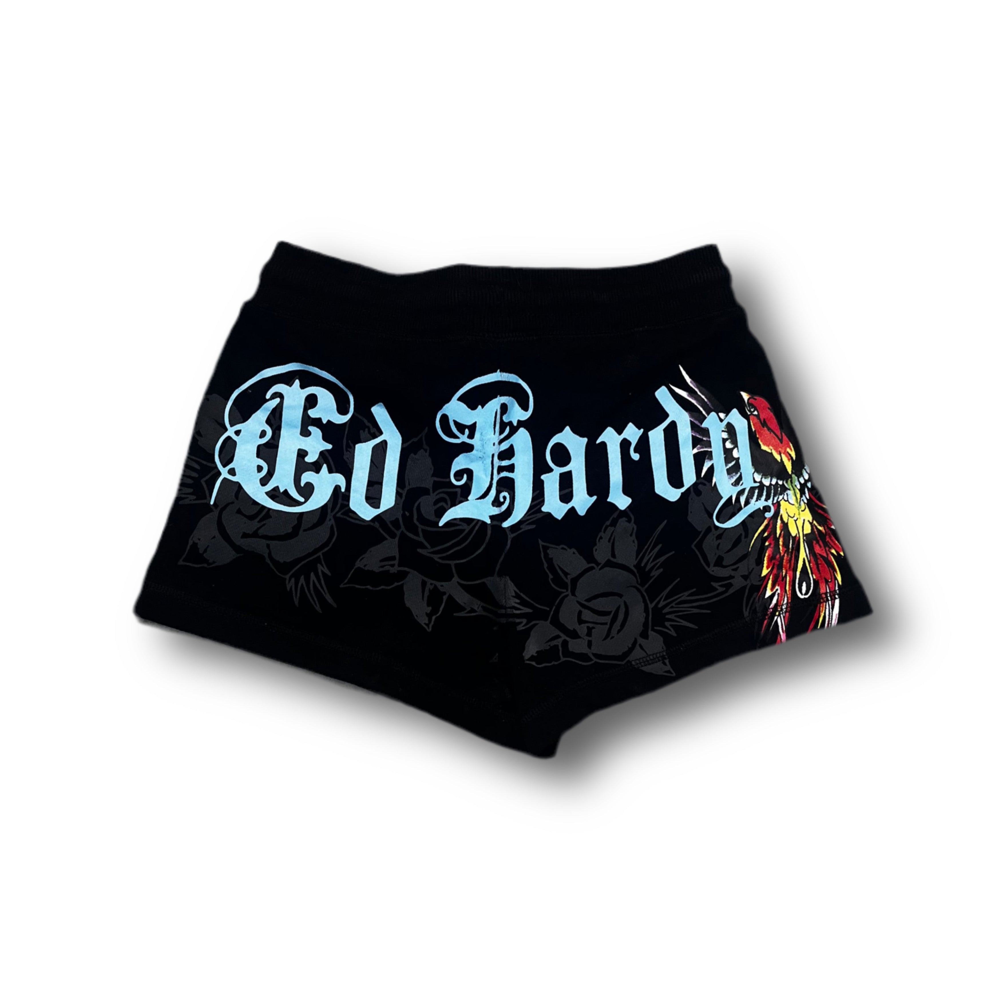 ED HARDY “Phoenix” BLACK BOOTY SHORTS