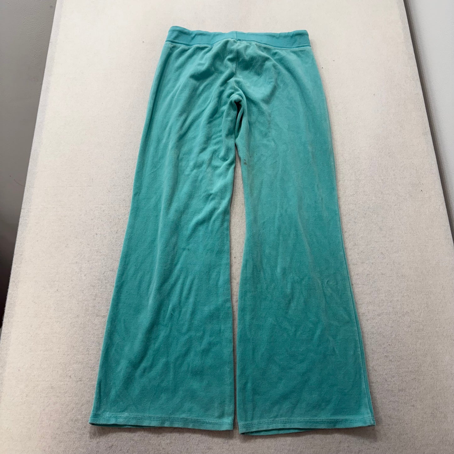 Vintage Juicy Couture Womens Aqua Velour Flared Track Pant Loungewear Y2k Size S