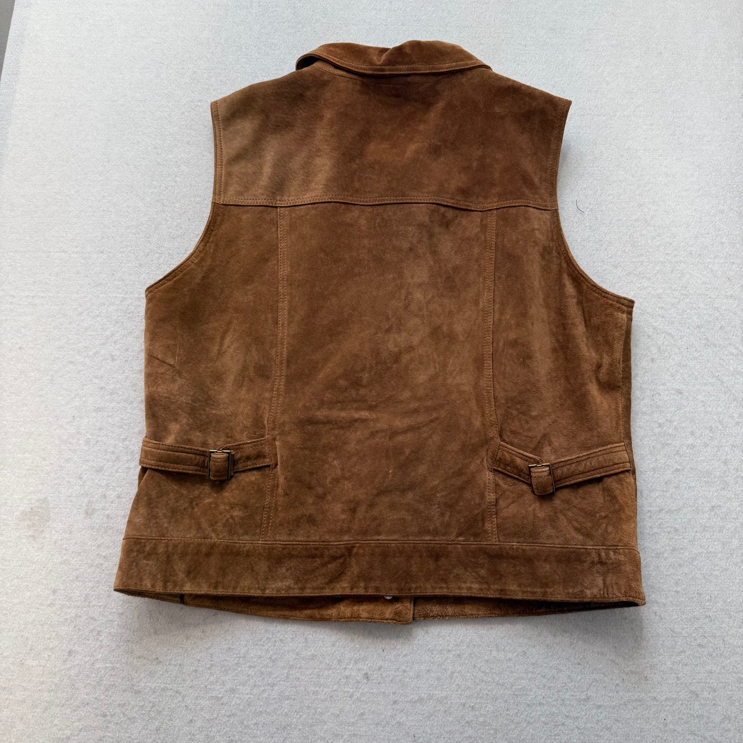 Eddie Bauer Women's Brown Seattle Suede Button Up Vest Slant Pockets Y2K Size M