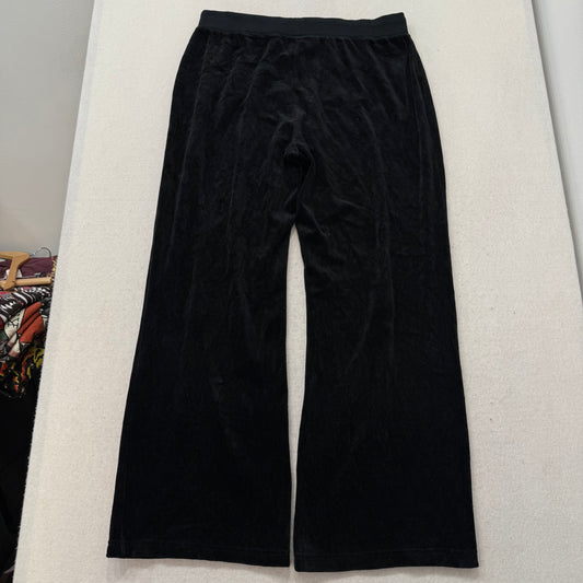 Juicy Couture Womens Black Velour Flared Track Pants Loungewear Low Rise Size XL