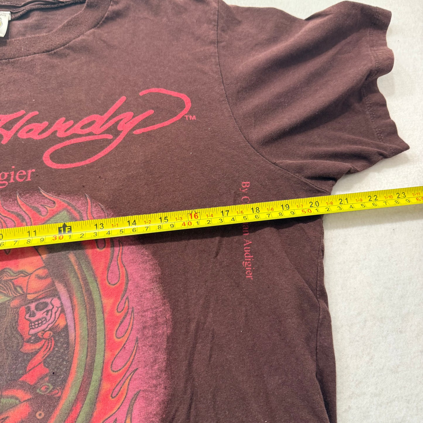 Ed Hardy by Christian Audigier Men's Brown Cotton T-Shirt Graphic Tee Size M