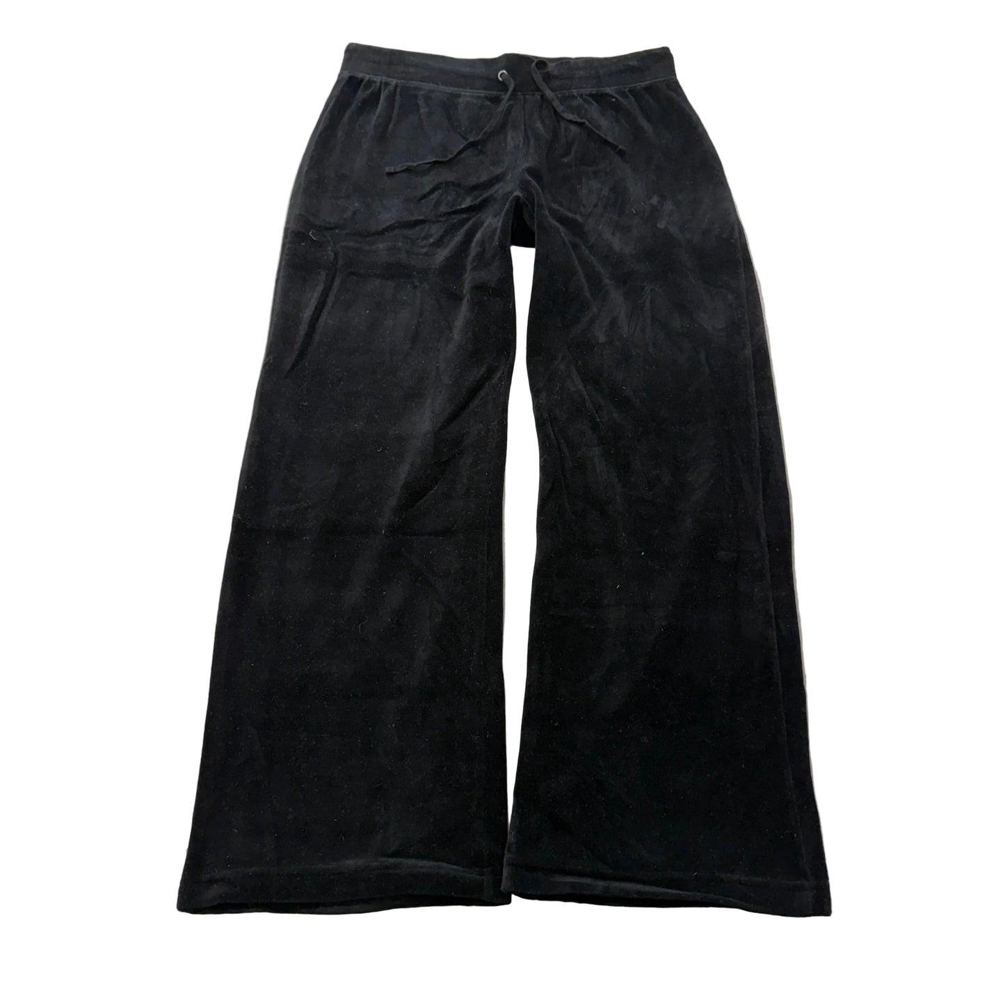 Juicy Couture Women's Black Velour Flared Track Pants Drawstring Classic Size M