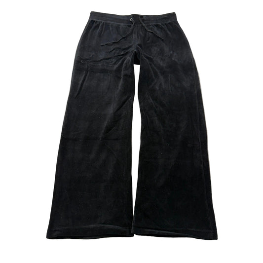Juicy Couture Women's Black Velour Flared Track Pants Drawstring Classic Size M