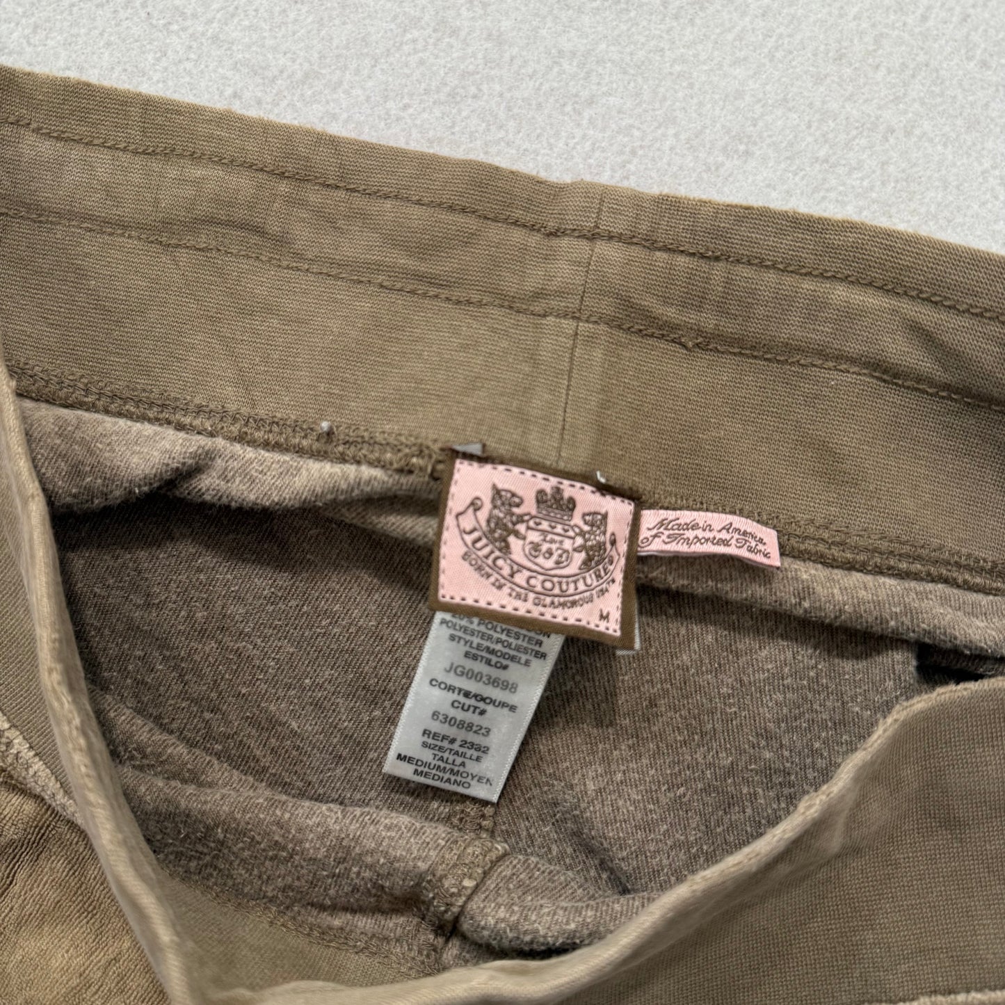 Juicy Couture Beige Classic Terry Flared Wide Leg Track Pants Low Rise Size M