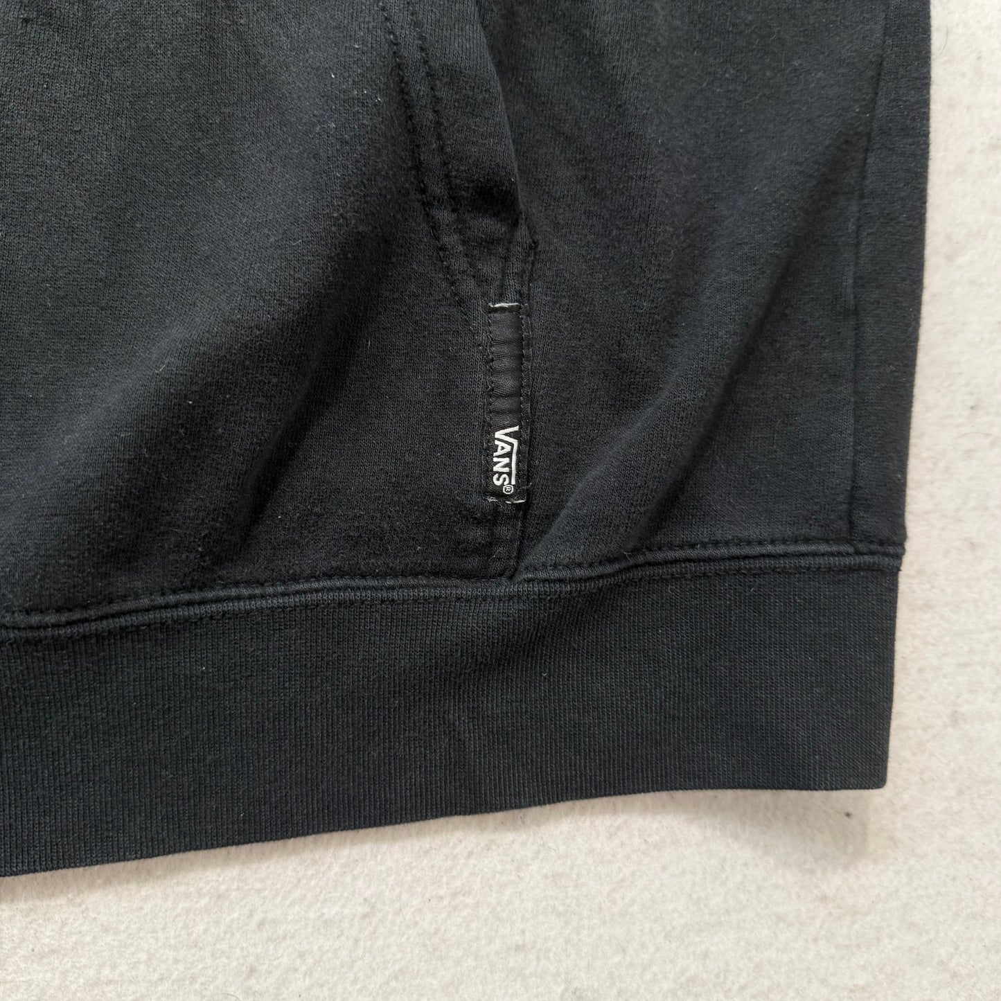 Vans Men's Black Cotton Blend Full Zip Hoodie Split Kangaroo Pockets Logo Size M