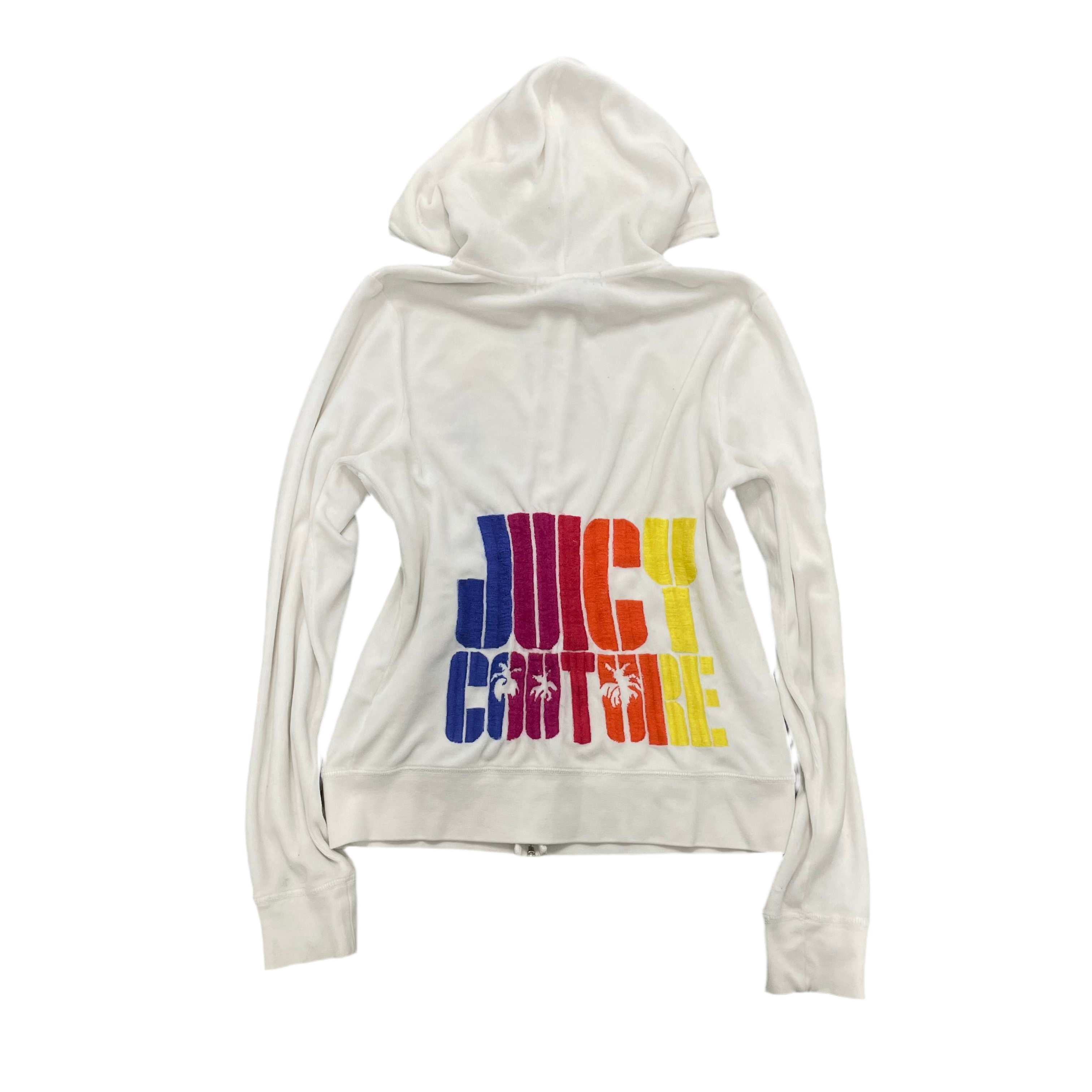 White Velour Juicy Couture Hoodie w/ RARE DESIGN SIZE L
