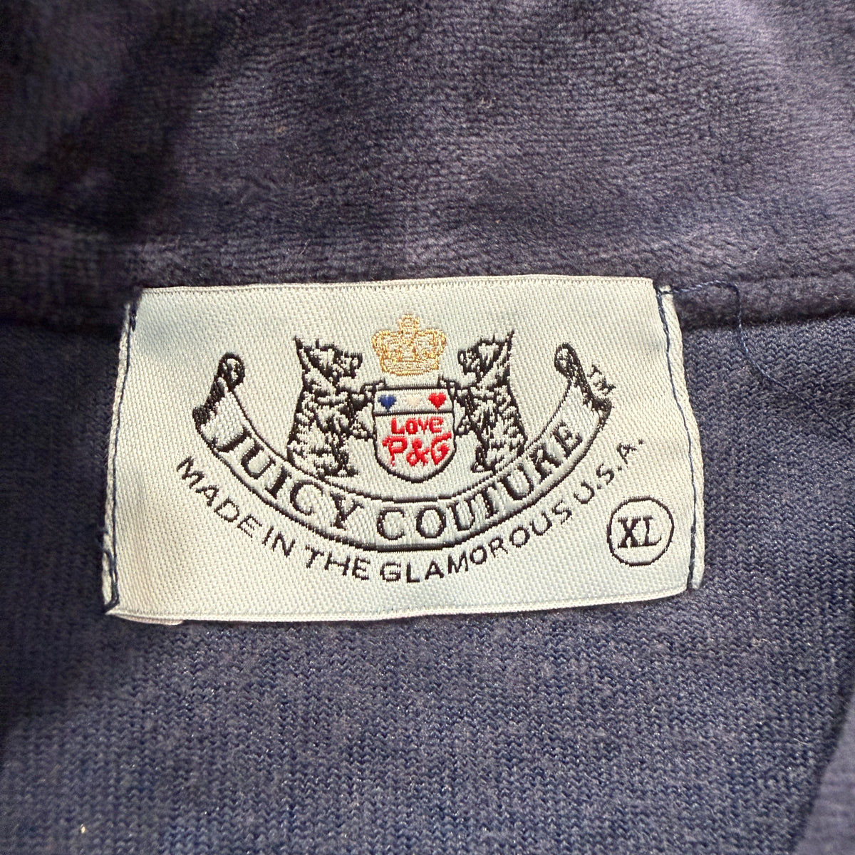 Juicy Couture Womens Navy Blue Velour Zip-Up Track Jacket Butterfly Graphic - XL