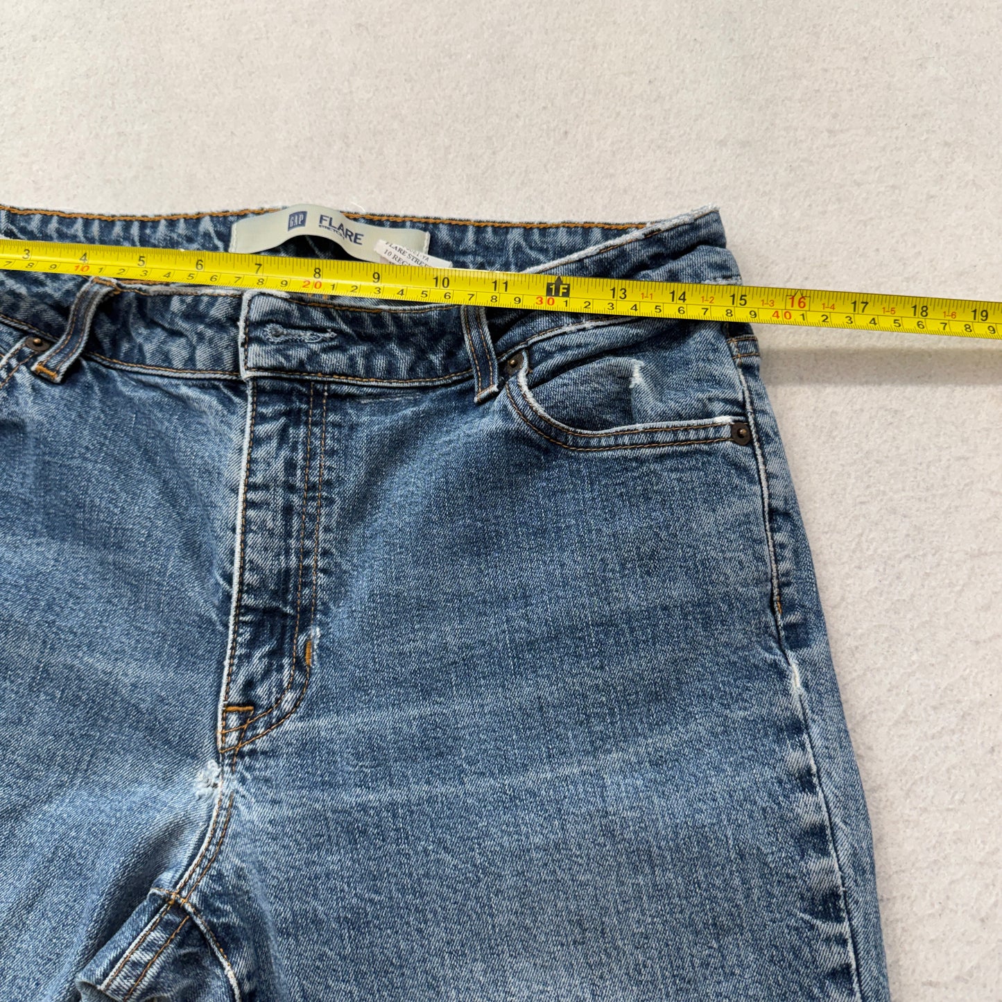 Gap Women's Blue Flare Stretch Denim Jeans Zip-Fly Pocket Classic Fit Size 10