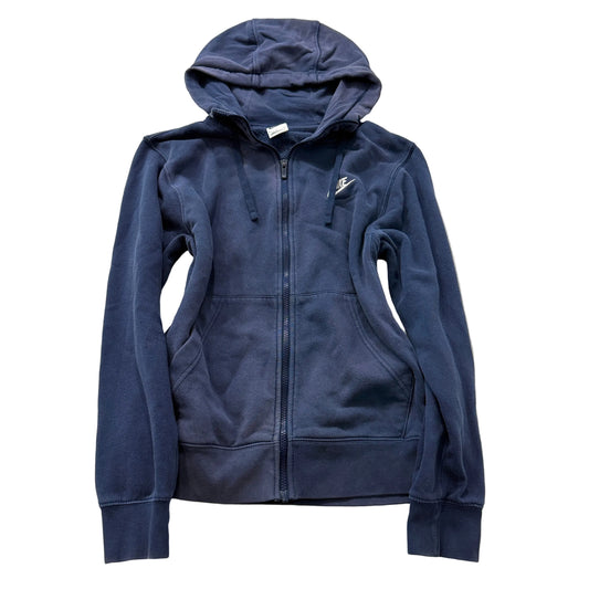 Nike Women's Navy Blue Full Zip Hoodie Drawstring Pockets Logo Casual Size S