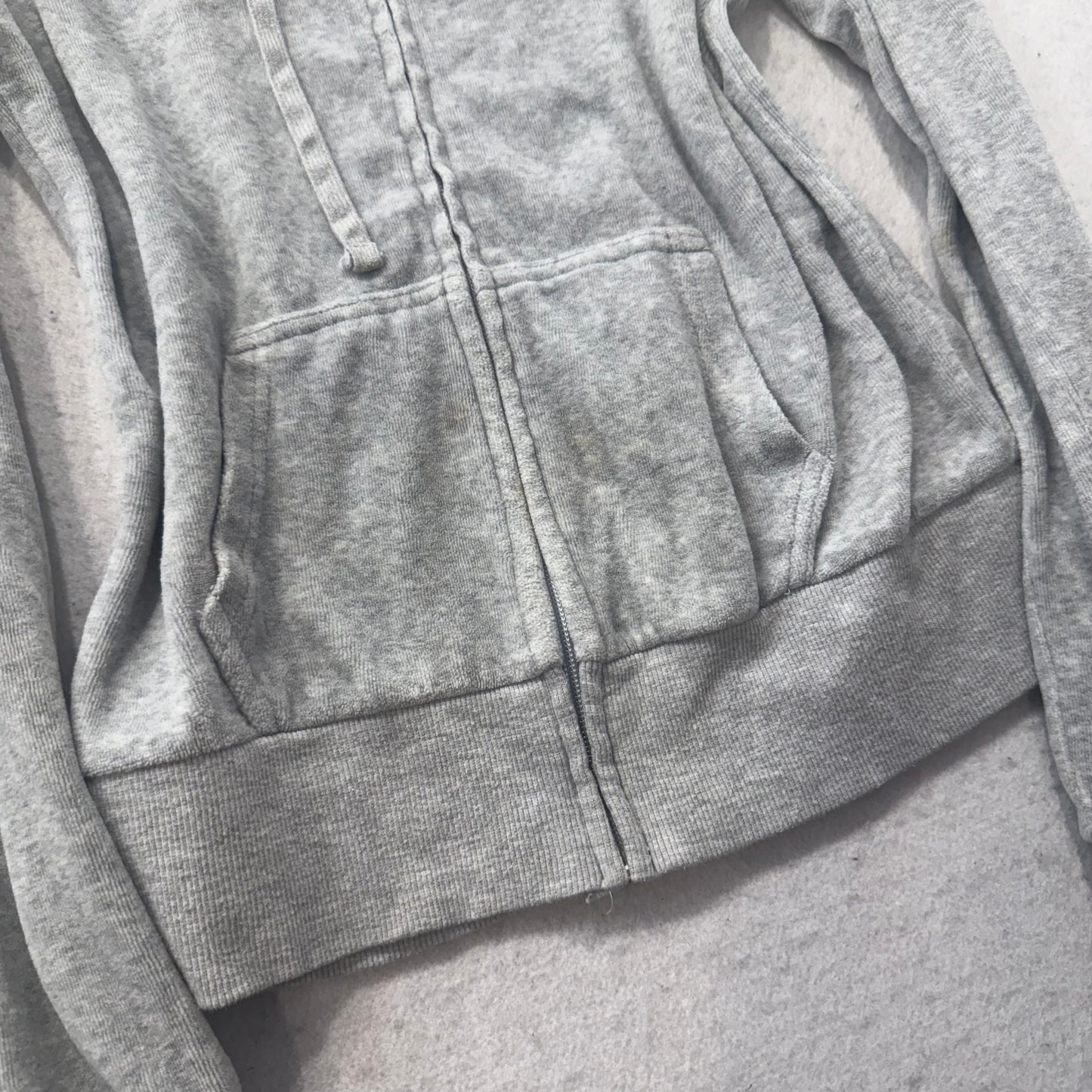 Juicy Couture Gray Velour Tracksuit Set Zip Up Hoodie & Flared Pants Y2K Size S