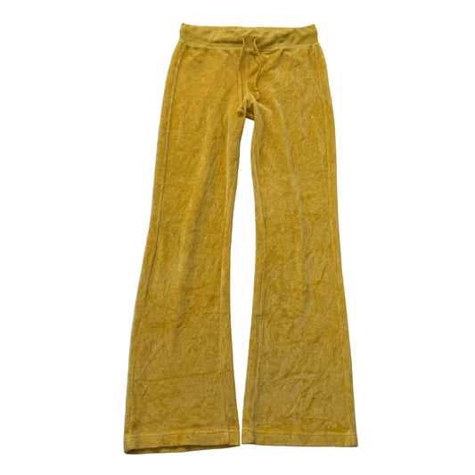 Vintage Juicy Couture Women's Mustard Yellow Velour Flared Track Pant Y2K Size S
