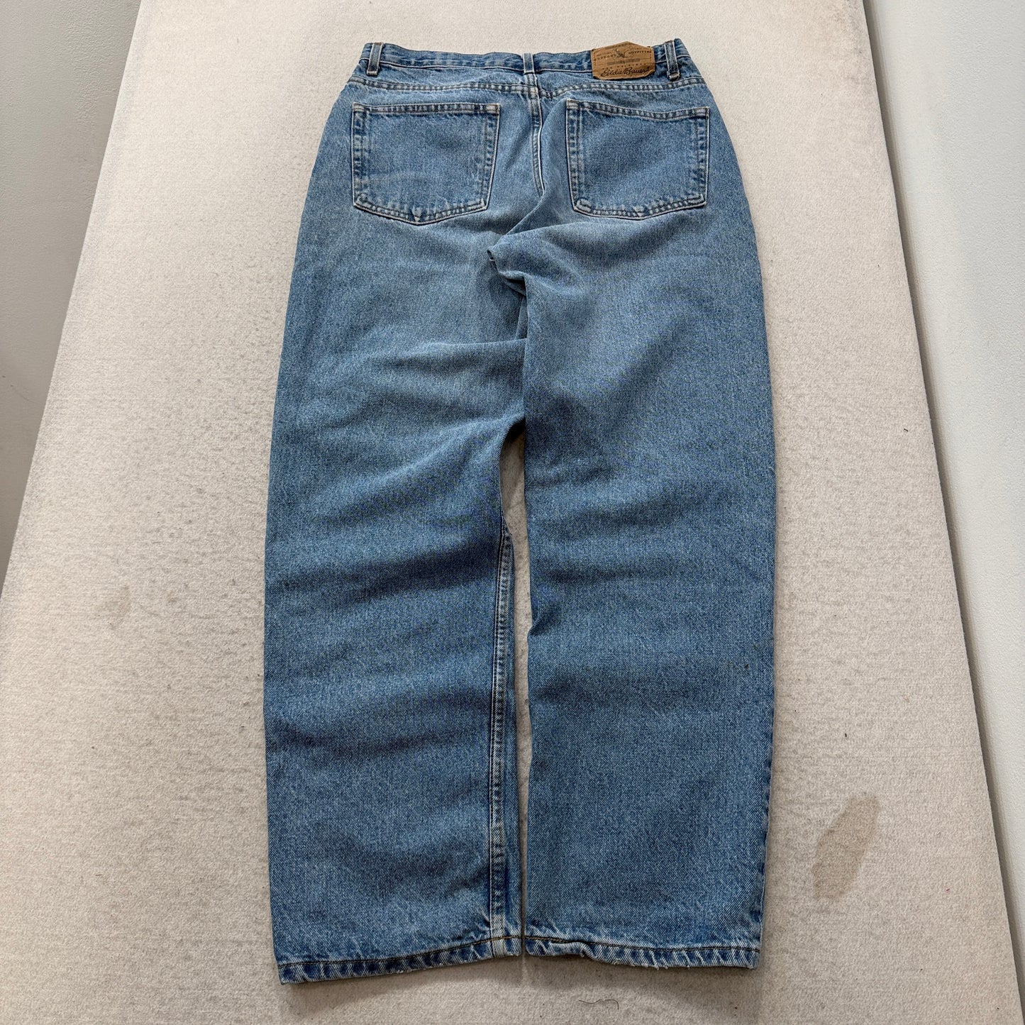 Vintage Eddie Bauer Men's Blue Denim Jeans Loose Fit Outdoor Pockets Size 33x32
