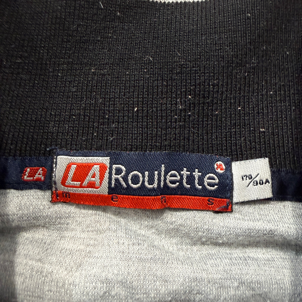 VTG LA Roulette Sports Men Gray Black Colorblock 1/4 Zip Sweatshirt Logo Size XL