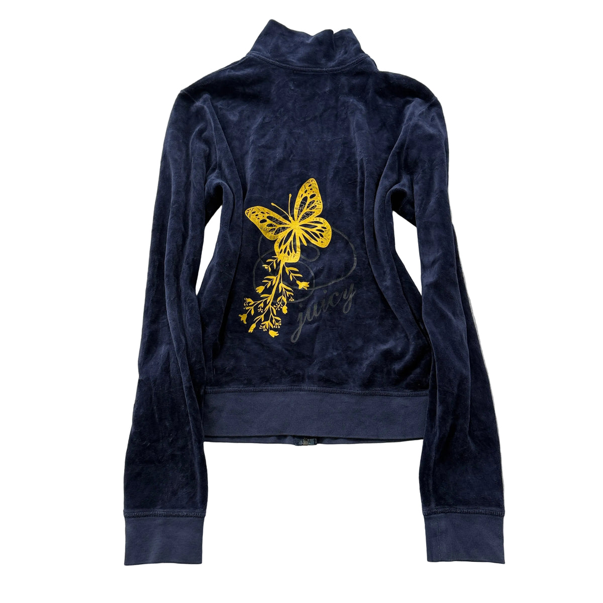 2003 Vintage Juicy Couture Women's Navy Velour Zip-Up Track Jacket Y2K Size XL