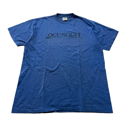 Jomi Sportswear Ogunquit Maine blue graphic tee front size L