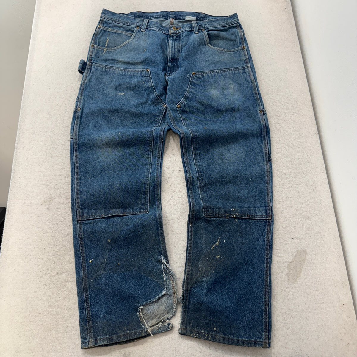 Key Double Knee Carpenter Jeans Medium Wash Size 38x32 photo 1