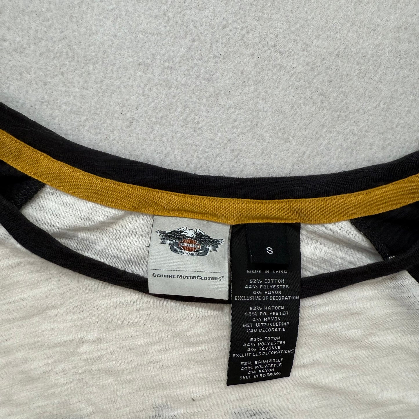 Harley-Davidson Women Black White Long Sleeve Raglan T-Shirt Wing Graphic Size S