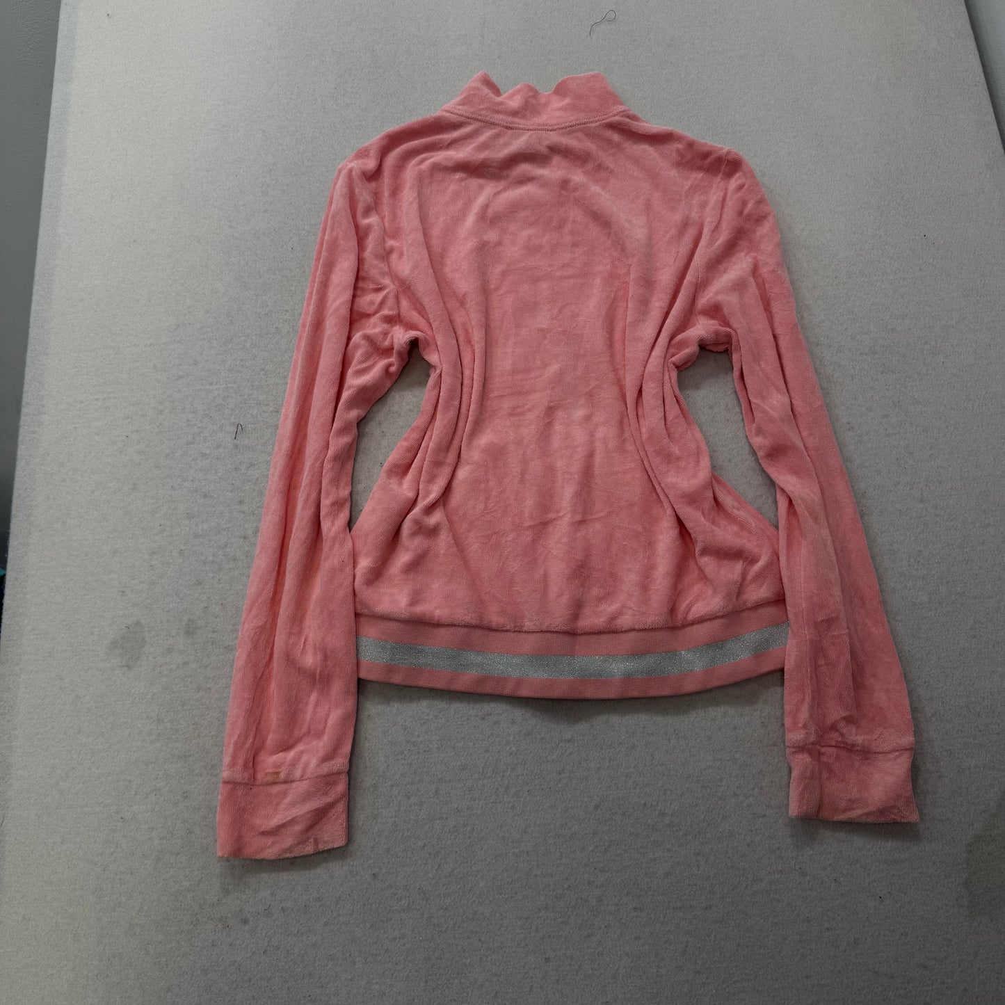 Juicy Couture Women's Pink Terry Cloth Zip-Up Track Jacket Pockets Casual Size L