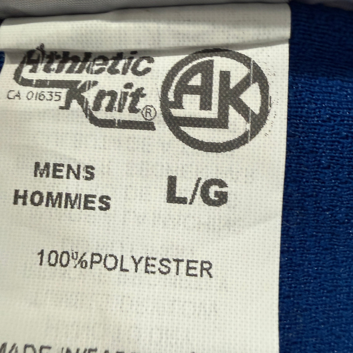 Athletic Knit White Blue Hockey Jersey Size L photo 4