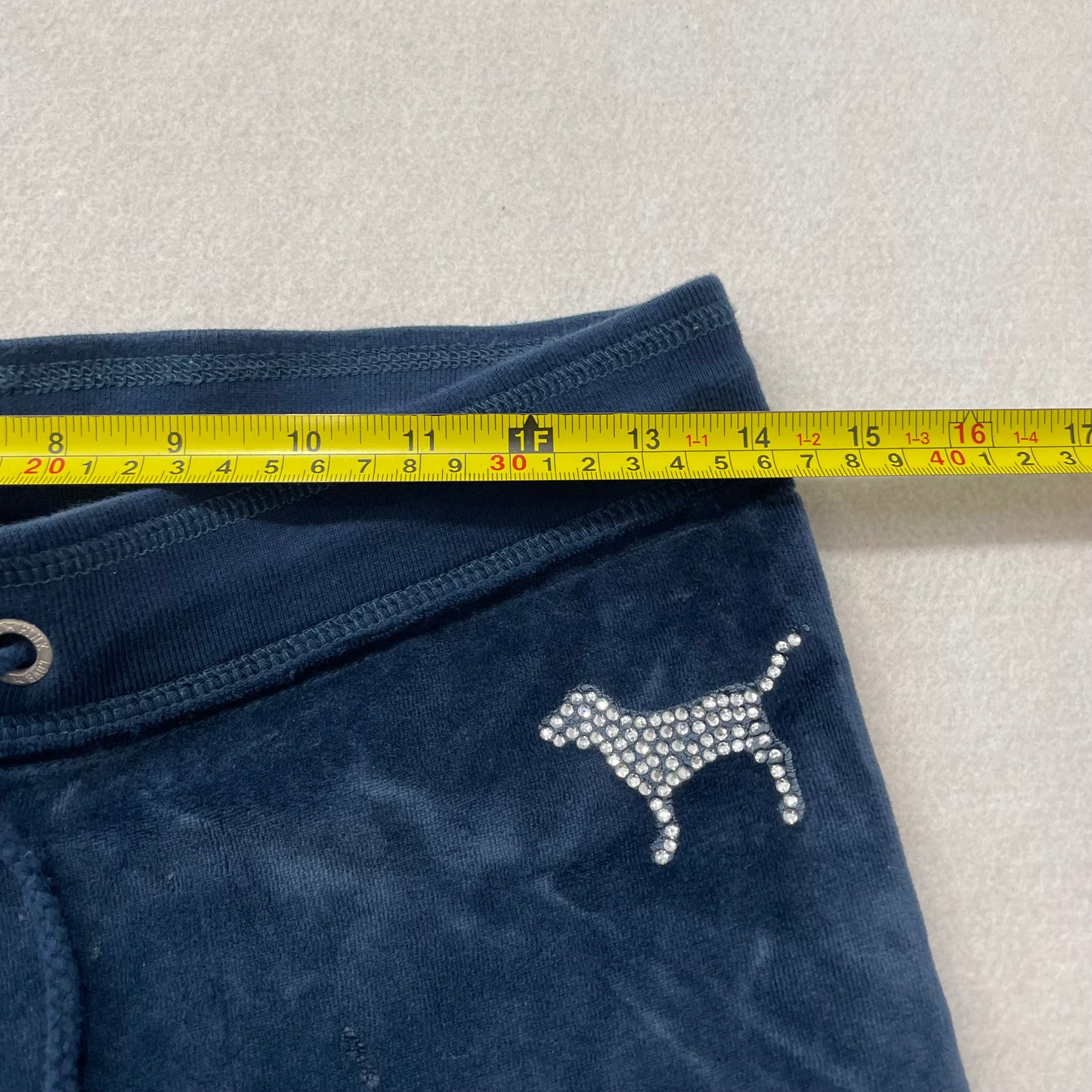 PINK Victoria's Secret Women's Navy Velour Flare Track Pant Graphic Logo Size XS