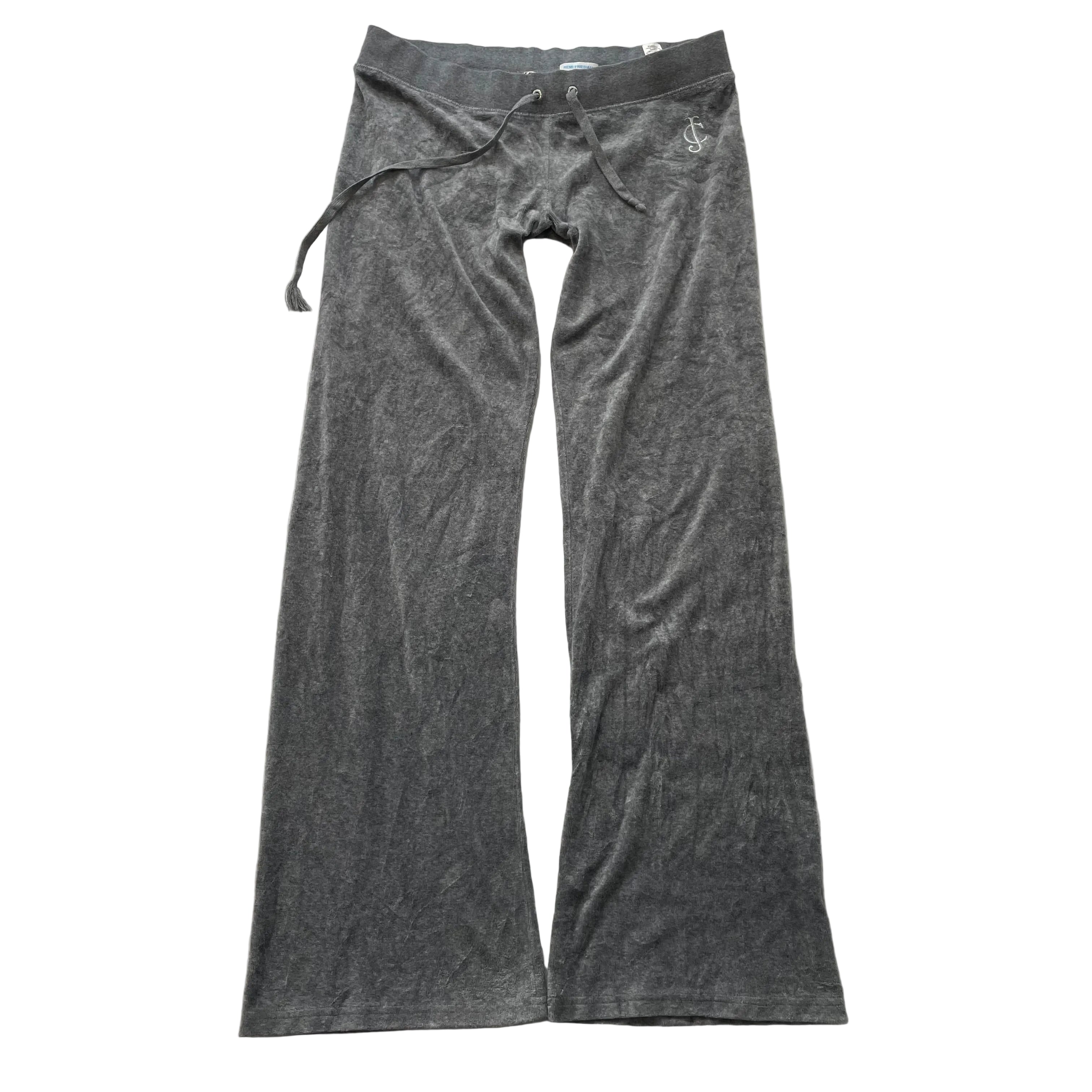 Juicy Couture Women's Gray Velour Flared Track Pant Drawstring Loungewear Size M