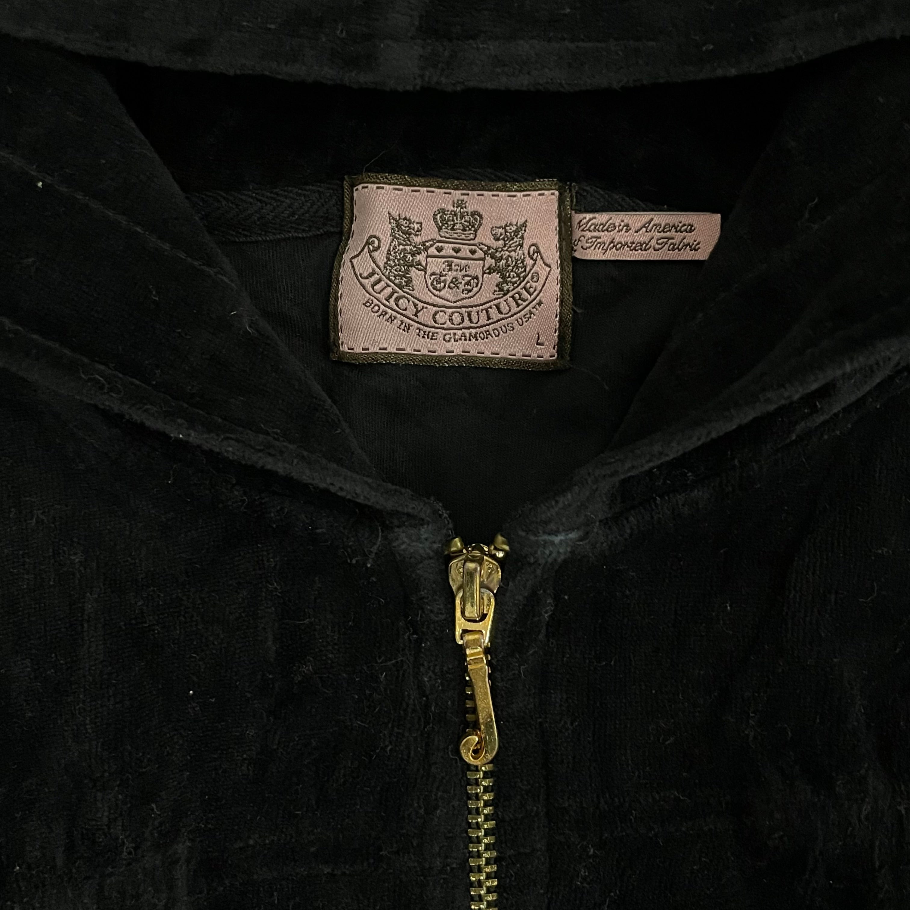 Vintage Juicy Couture black lace cuffs zip up hoodie size L