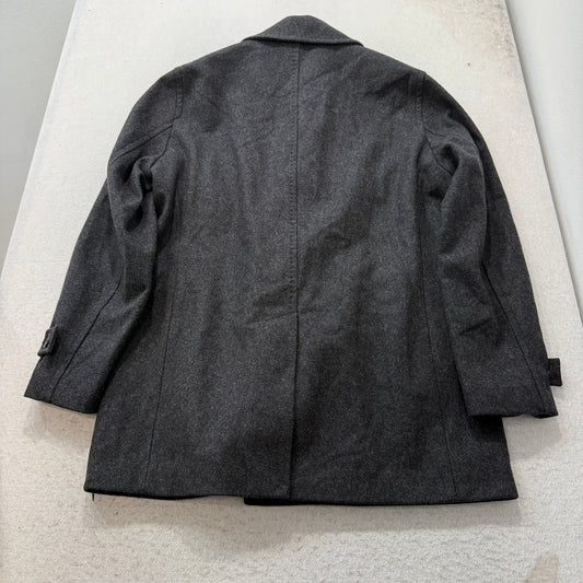 Calvin Klein Mens Charcoal Gray Wool Blend Peacoat Jacket Double Breasted Size M