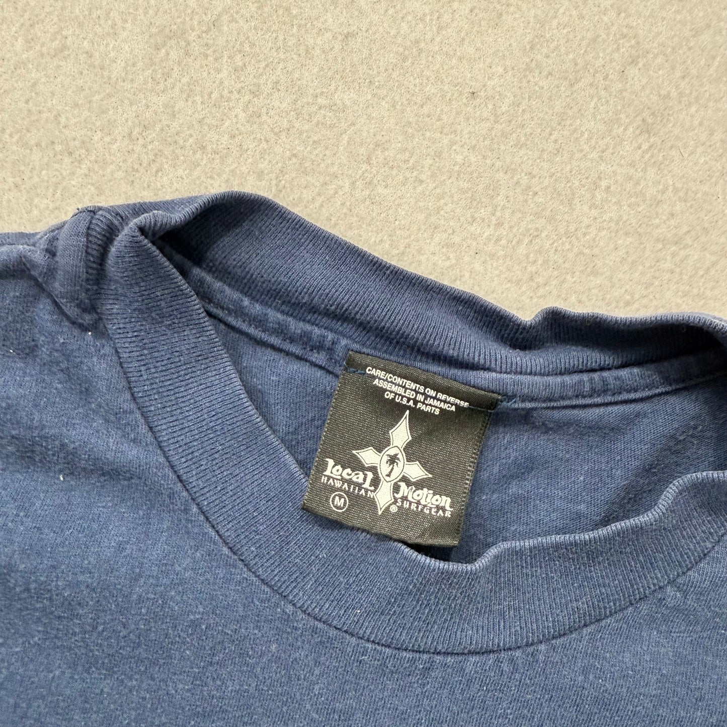 Local Motion Hawaiian Surfgear Navy Blue T-Shirt Floral Print Long Sleeve Size M