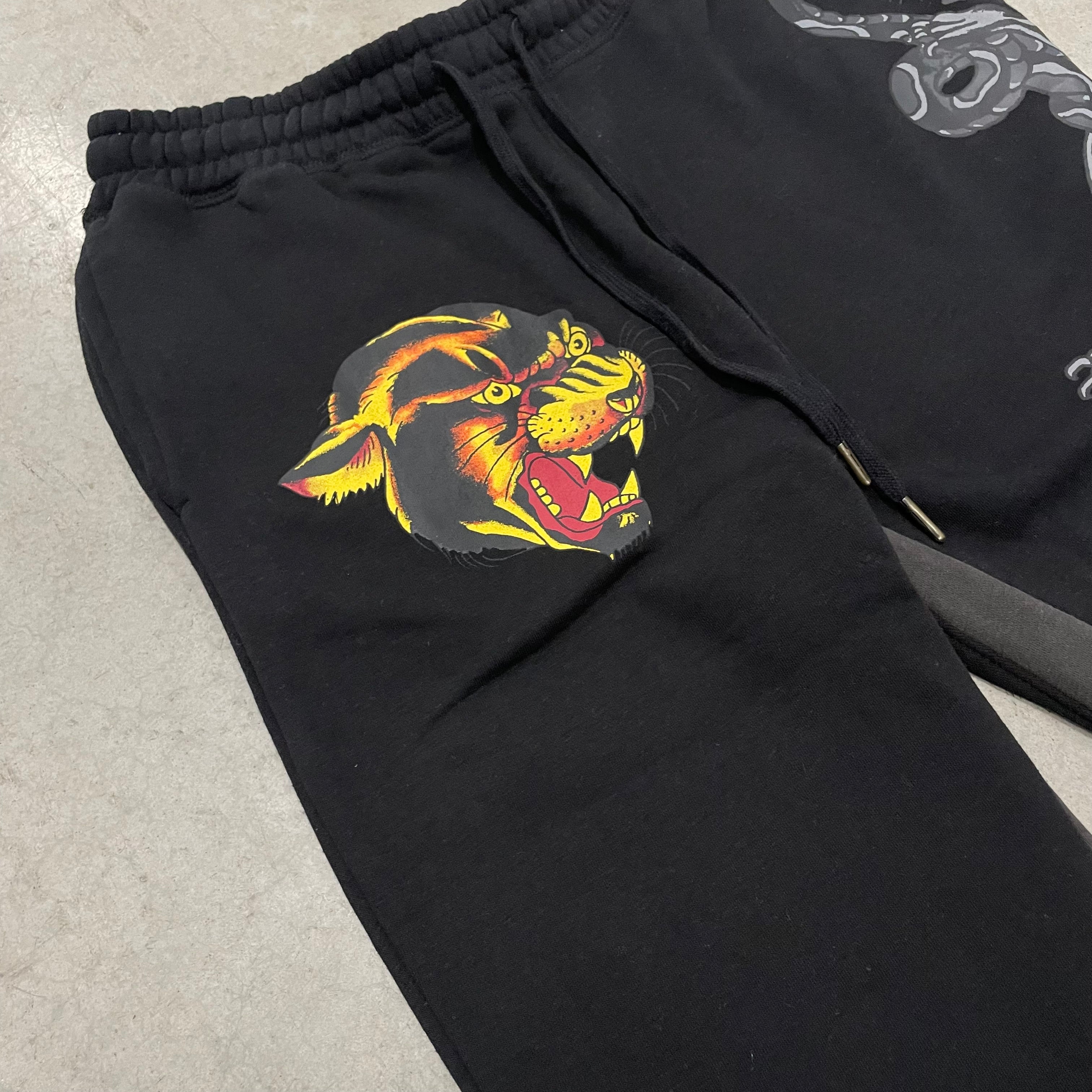 ED HARDY “Panther Dagger” BLACK BOOTCUT PANTS