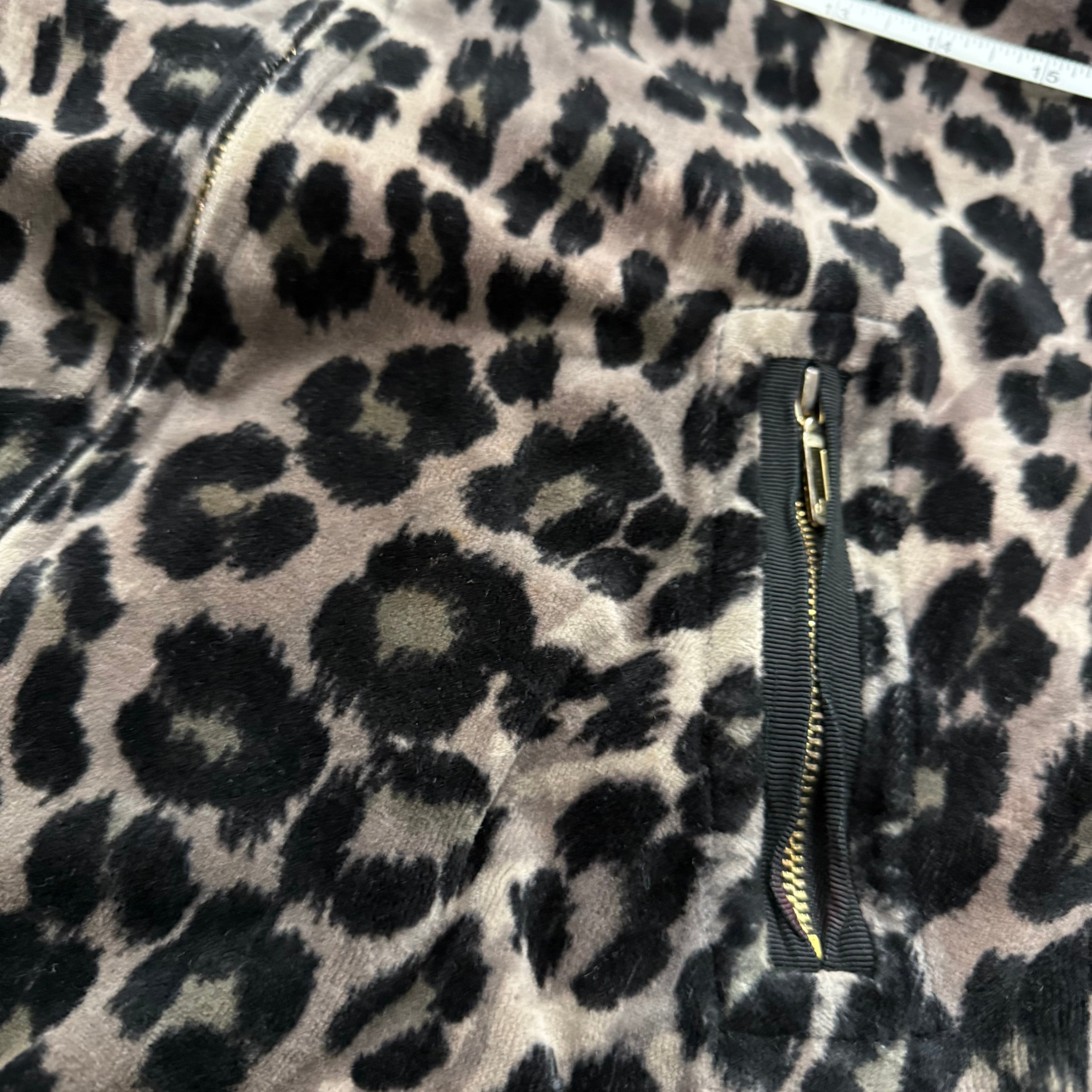 LEOPARD Velour Juicy Couture Collared Zip Up SIZE S
