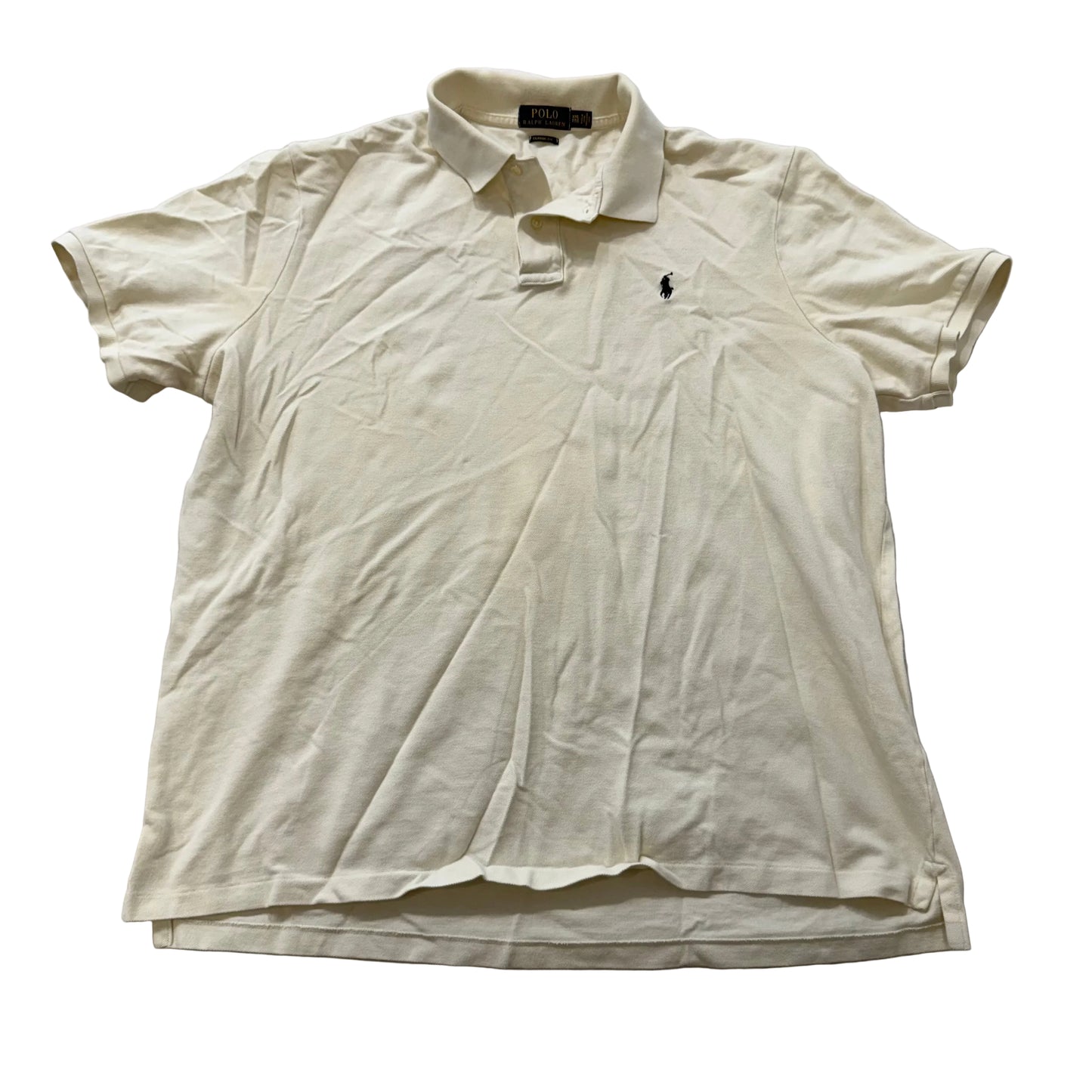 Polo Ralph Lauren Mens Ivory Cotton Classic Fit Polo Shirt Short Sleeve Size 2XL