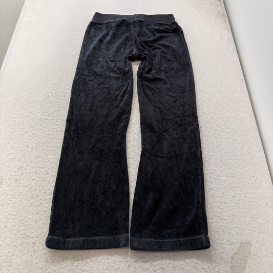 Vintage Juicy Couture Women's Black Velour Flared Track Pants Loungewear Size S