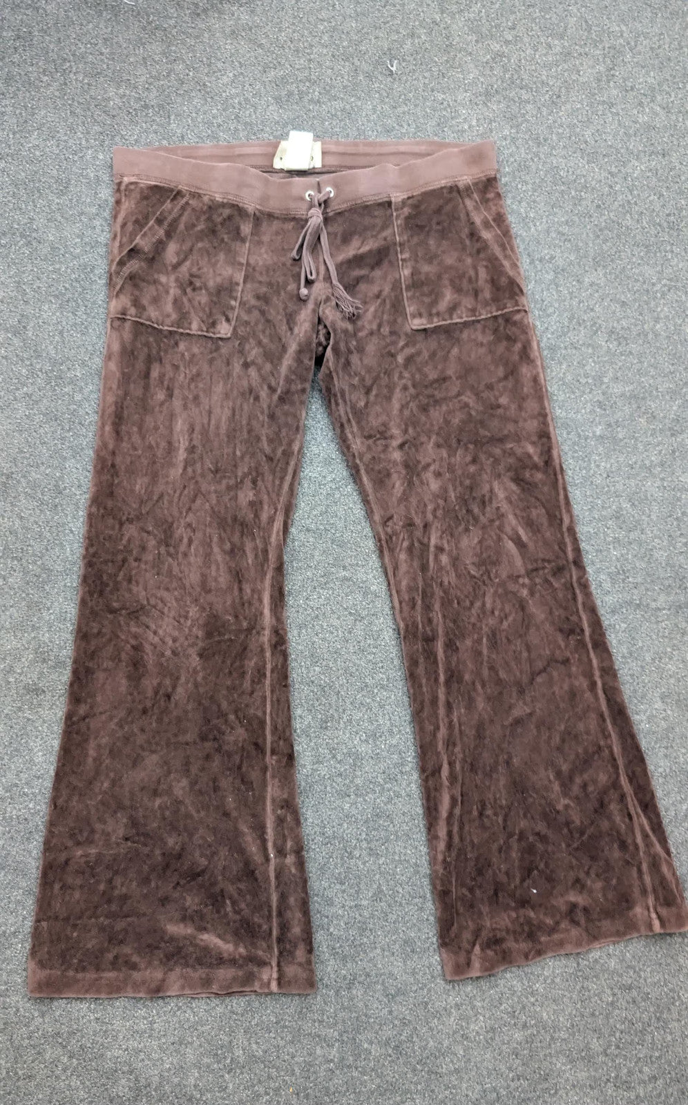 Vintage Juicy Couture Brown Velour Tracksuit Bottoms | Y2K Flare Leg Sweatpants