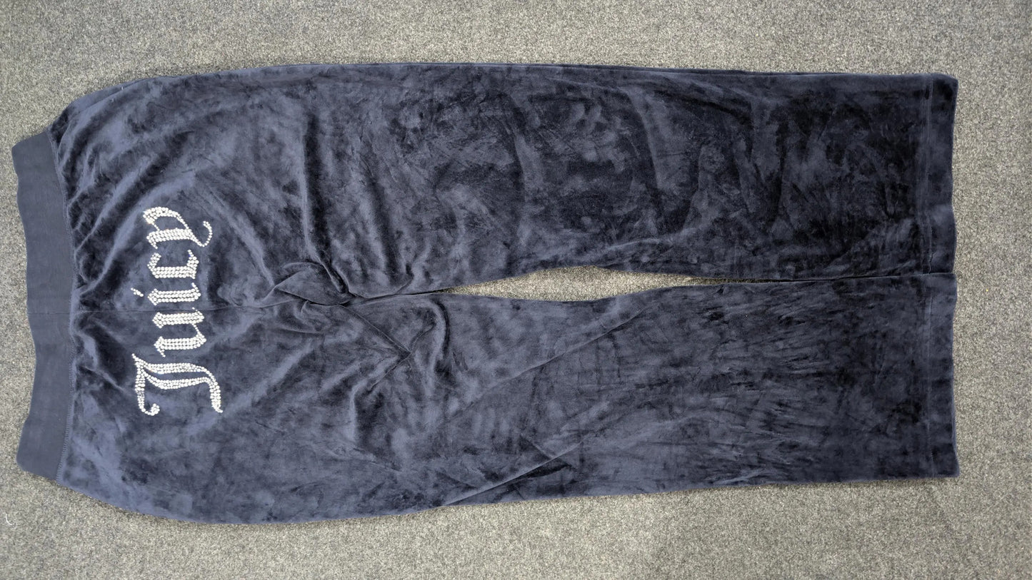 Vintage Juicy Couture Velour Tracksuit Set | Y2K Navy Blue Hoodie & Sweatpants