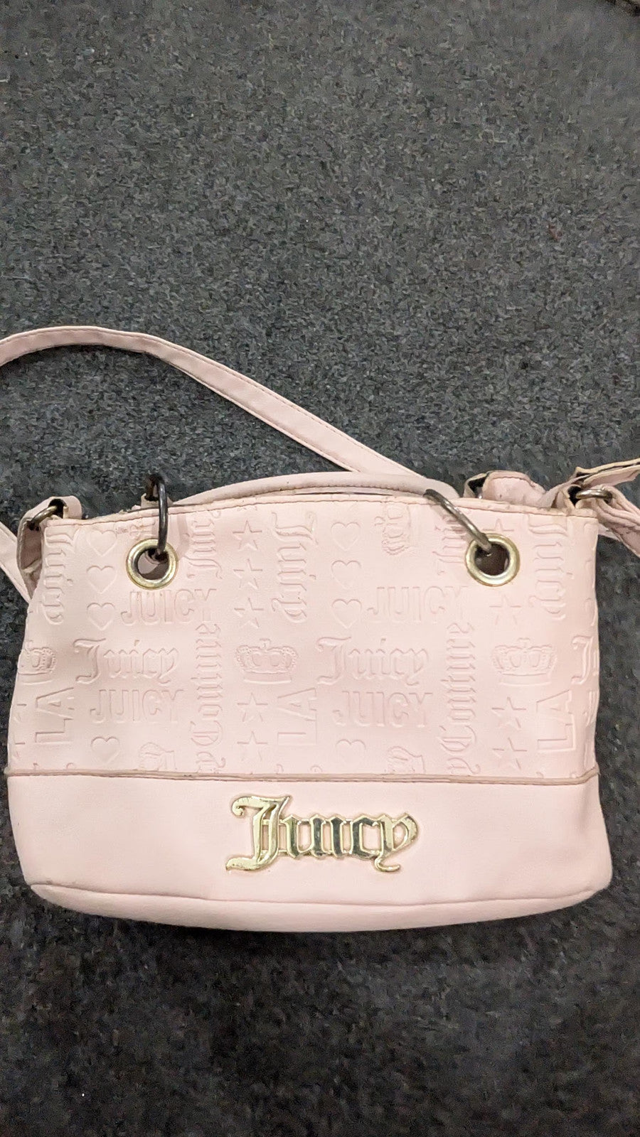 Juicy Couture Baby Pink Faux Leather Crossbody Satchel Bag Monogram