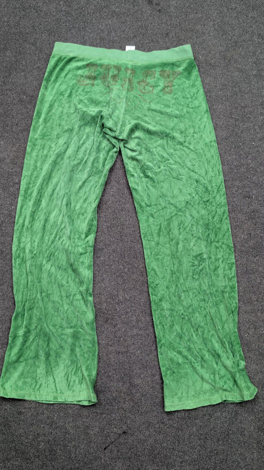Vintage Green Velour Juicy Couture Tracksuit Bottoms | Y2K Flare Leg Sweatpants