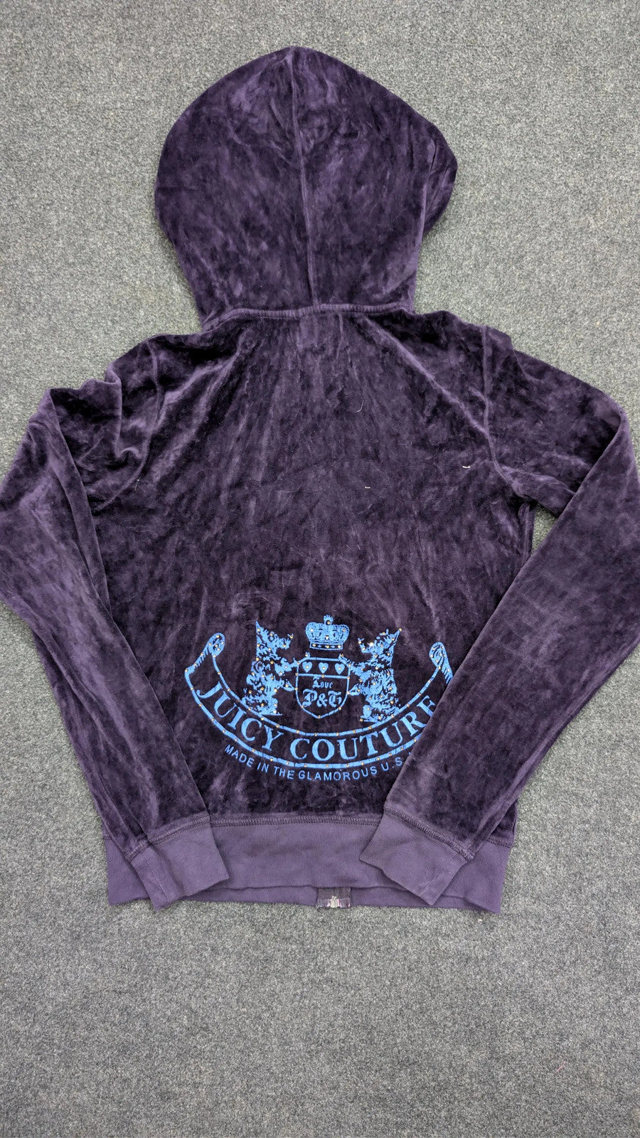 Vintage Juicy Couture Top Y2K Scottie Dog Graphic Velour Long Sleeve