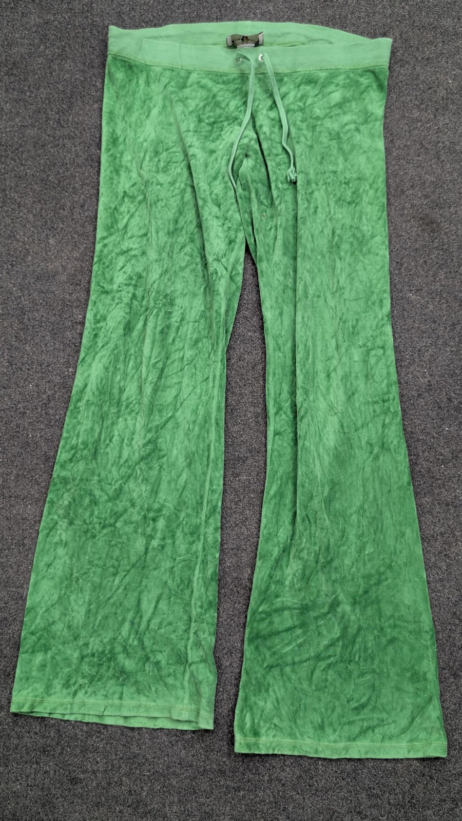 Vintage Green Velour Juicy Couture Tracksuit Bottoms | Y2K Flare Leg Sweatpants