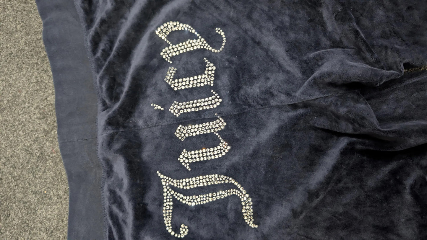 Vintage Juicy Couture Velour Tracksuit Set | Y2K Navy Blue Hoodie & Sweatpants