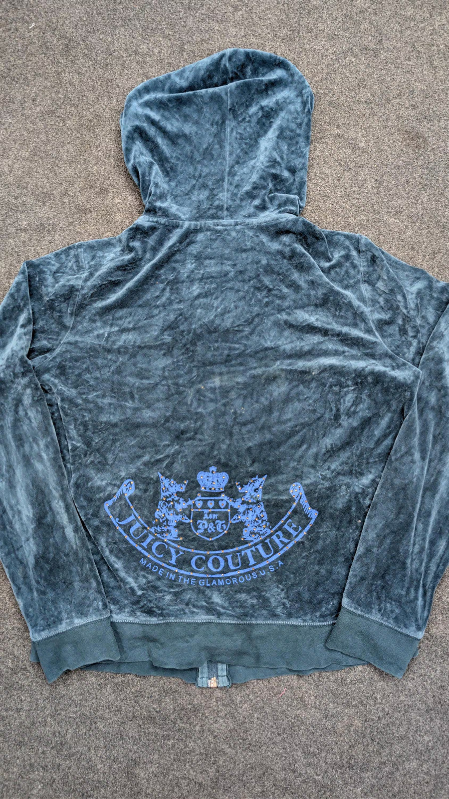 Vintage Juicy Couture Top Y2K Scottie Dog Graphic Velour Long Sleeve