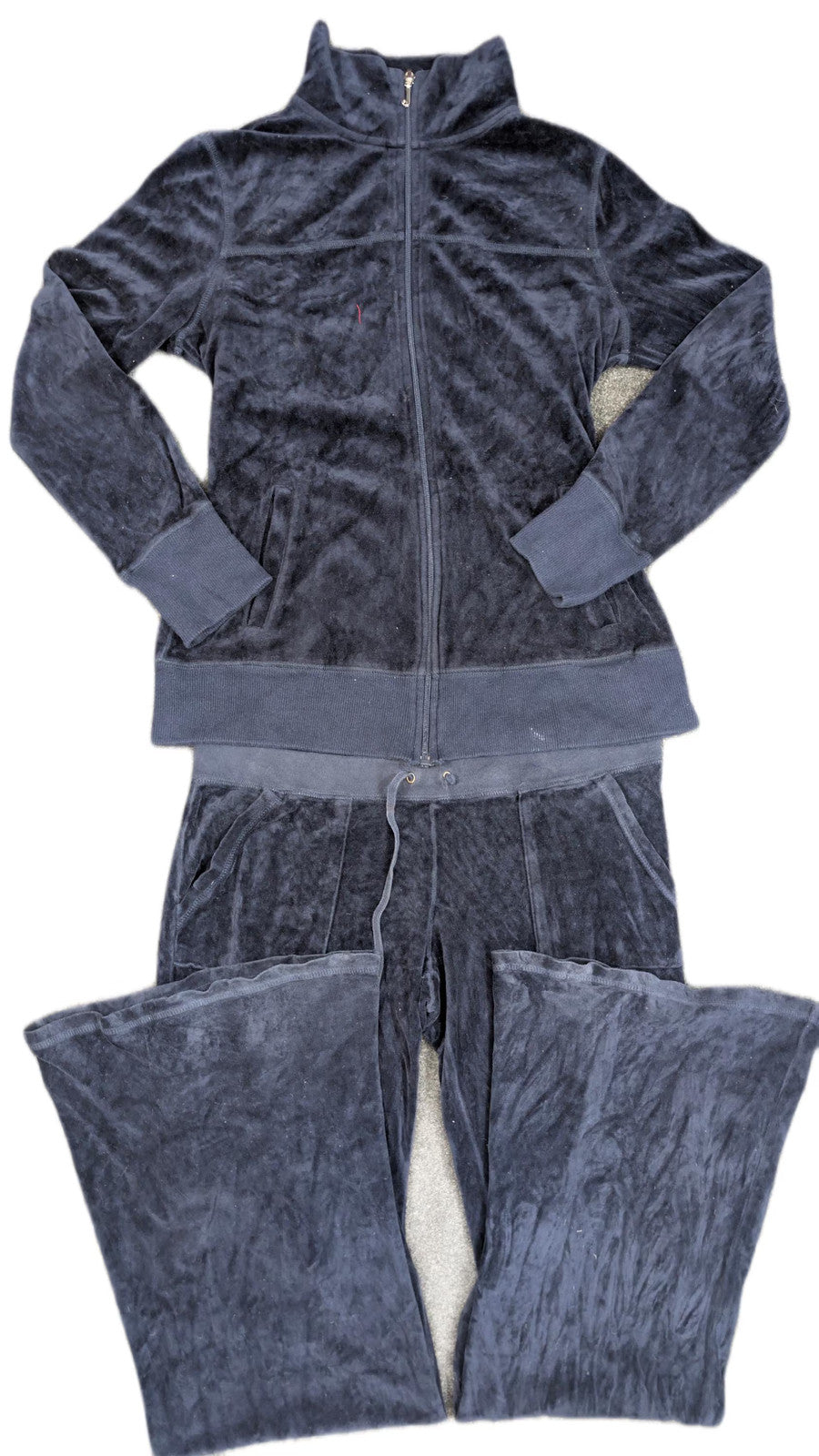 Vintage Juicy Couture Velour Tracksuit Set | Y2K Navy Blue Hoodie & Sweatpants