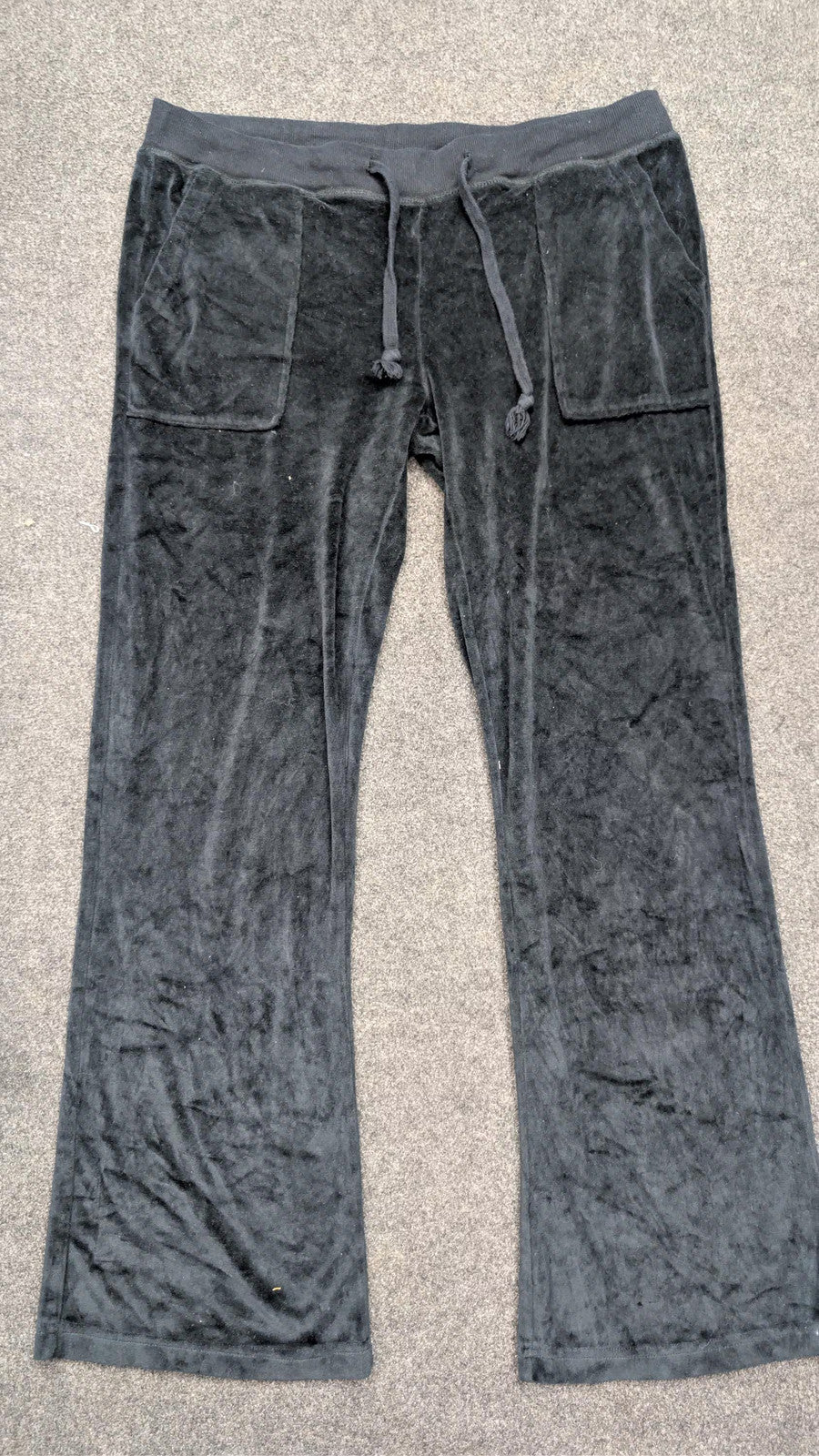 Vintage Juicy Couture Black Velour Tracksuit Bottoms | Y2K Flare Leg Sweatpants