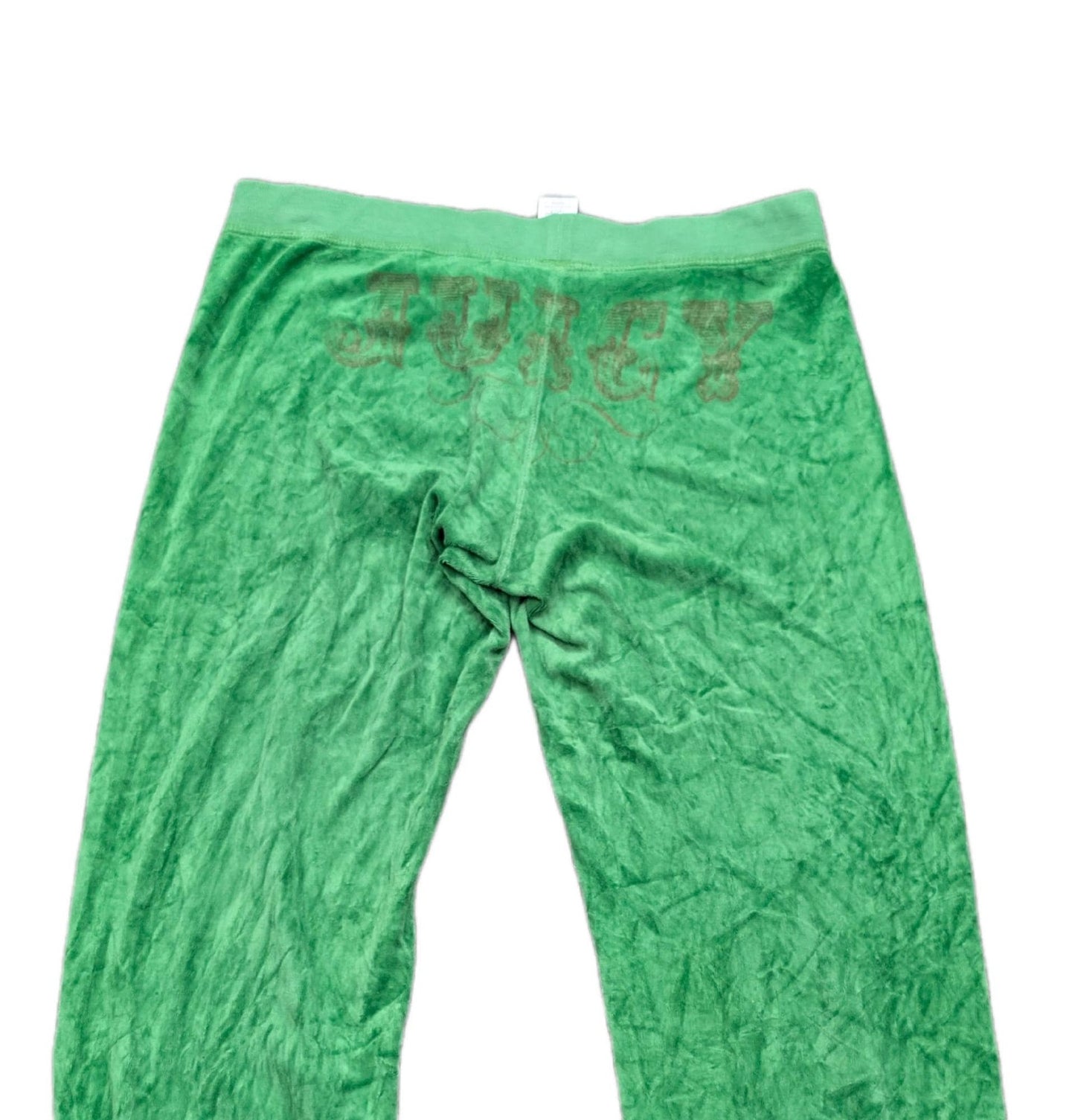 Vintage Green Velour Juicy Couture Tracksuit Bottoms | Y2K Flare Leg Sweatpants