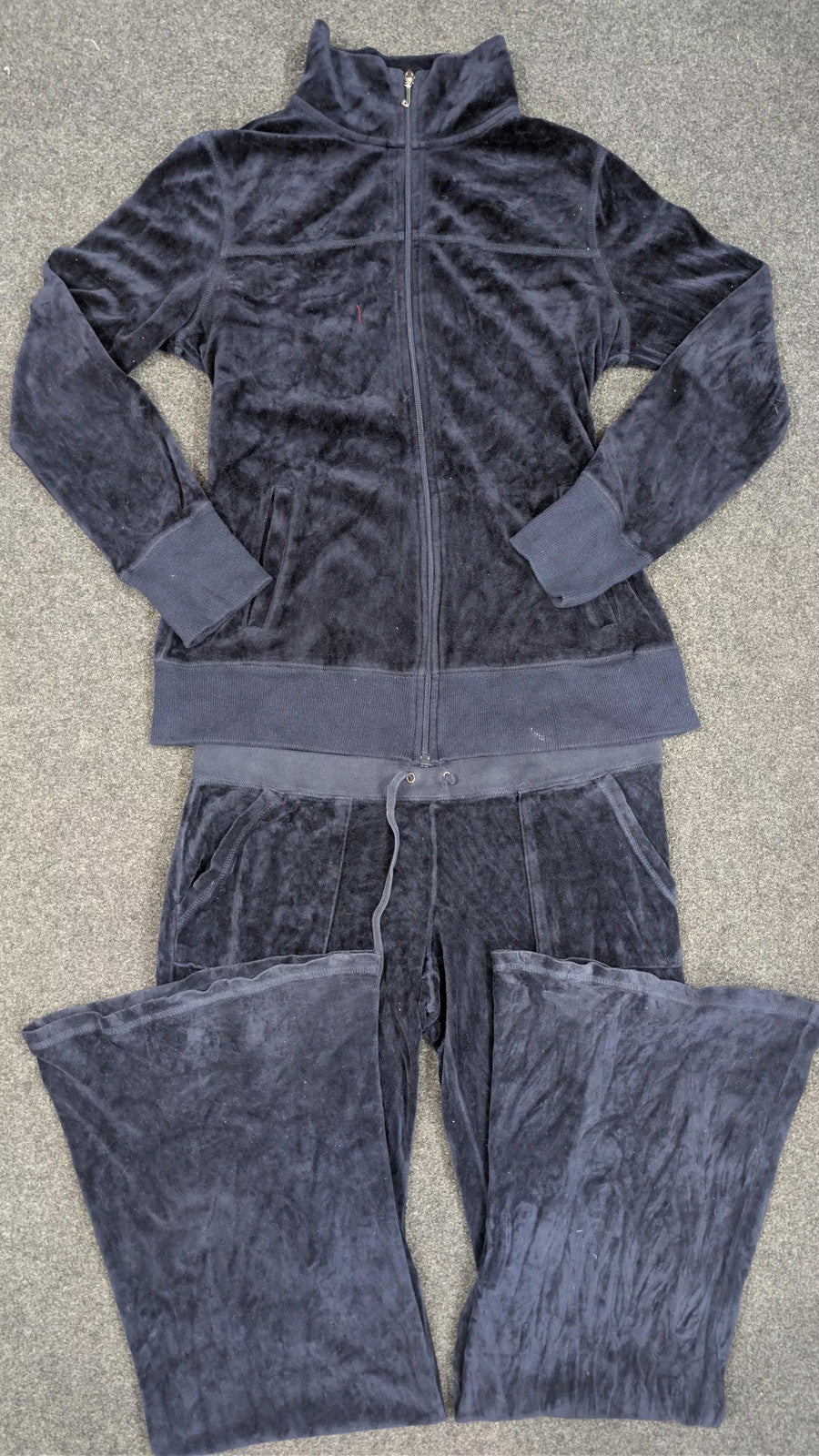 Vintage Juicy Couture Velour Tracksuit Set | Y2K Navy Blue Hoodie & Sweatpants