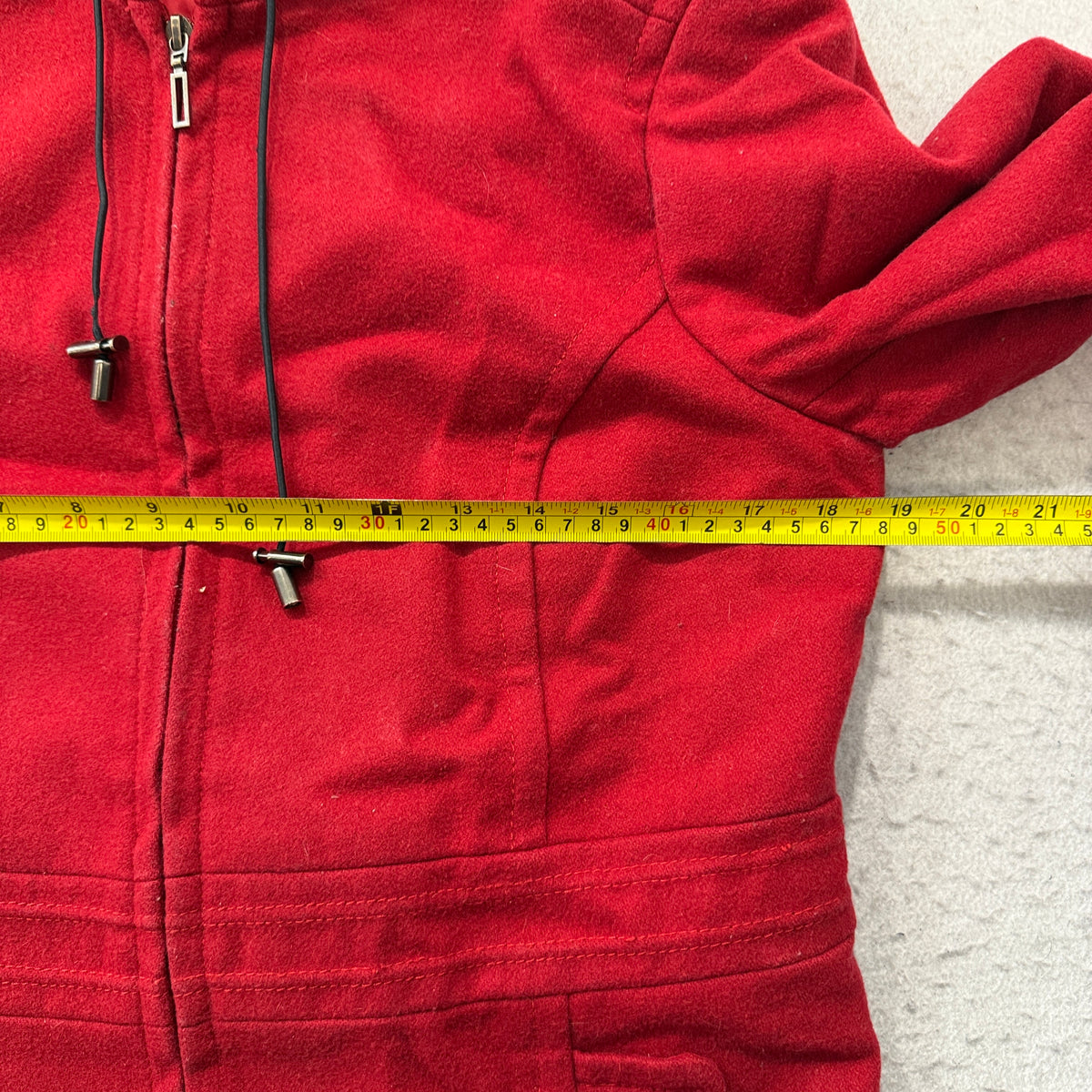 St. Johns Bay Womens Red Hooded Wool Blend Coat Size M photo 4