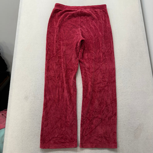 Juicy Couture Women's Raspberry Red Velour Flared Track Pant Loungewear Size M