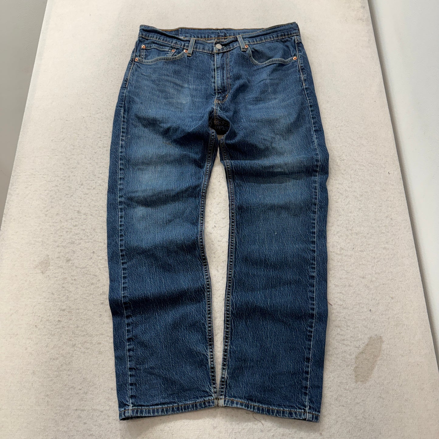 Levi's 505 Men's Blue Denim Jeans Straight Fit Zip-Fly Pockets Size W36xL30